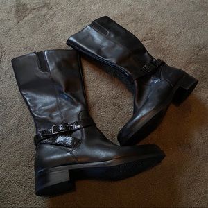 Ecco Black Buckle Tall Boots
